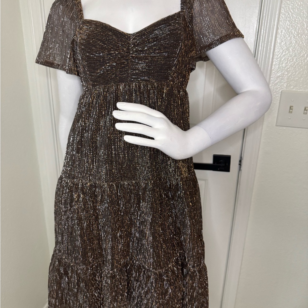 Draper James Elegant Brown Shimmer short Dress Size Small I#101
